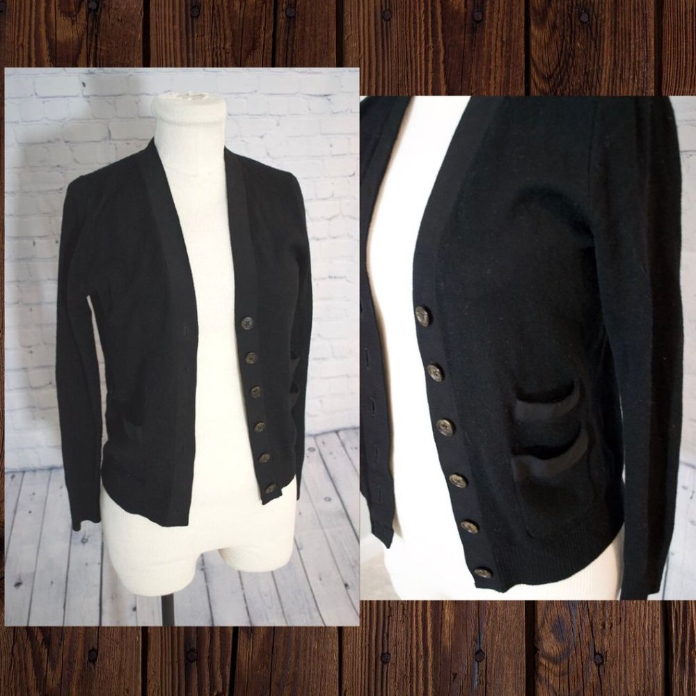 NWT J.Crew Black Merino Wool Harlow Cardigan XS